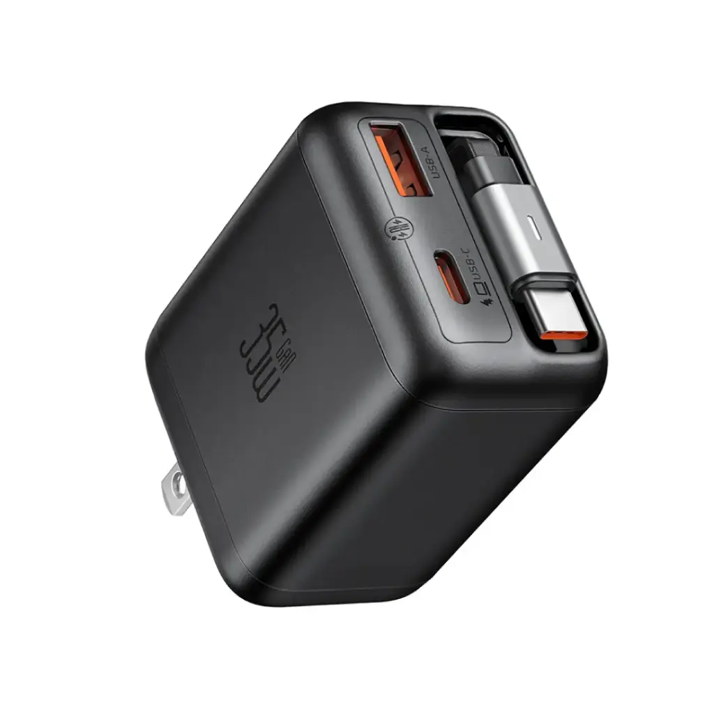 [CH-1290] Cargador GaN Mcdodo 35W USB-C USB-A con Cable Retráctil