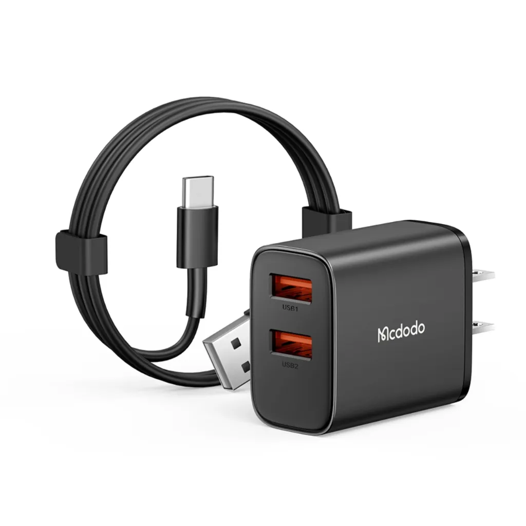 Kit Cargador Mcdodo 12W 2A + Cable USB-A a Lightning/USB-C 1m