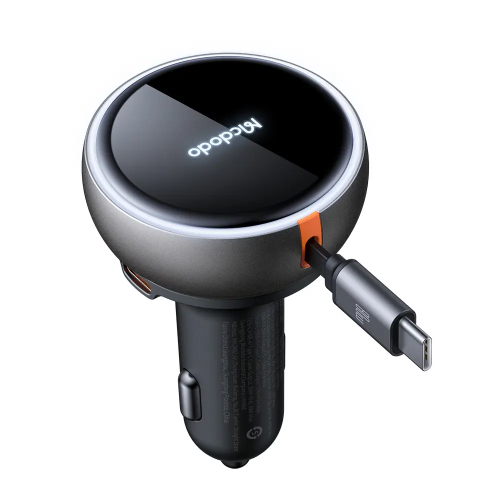 [CC-4850] Cargador de Coche Mcdodo FreeGo 80W con Cable USB-C Retráctil Integrado – Carga Rápida PD