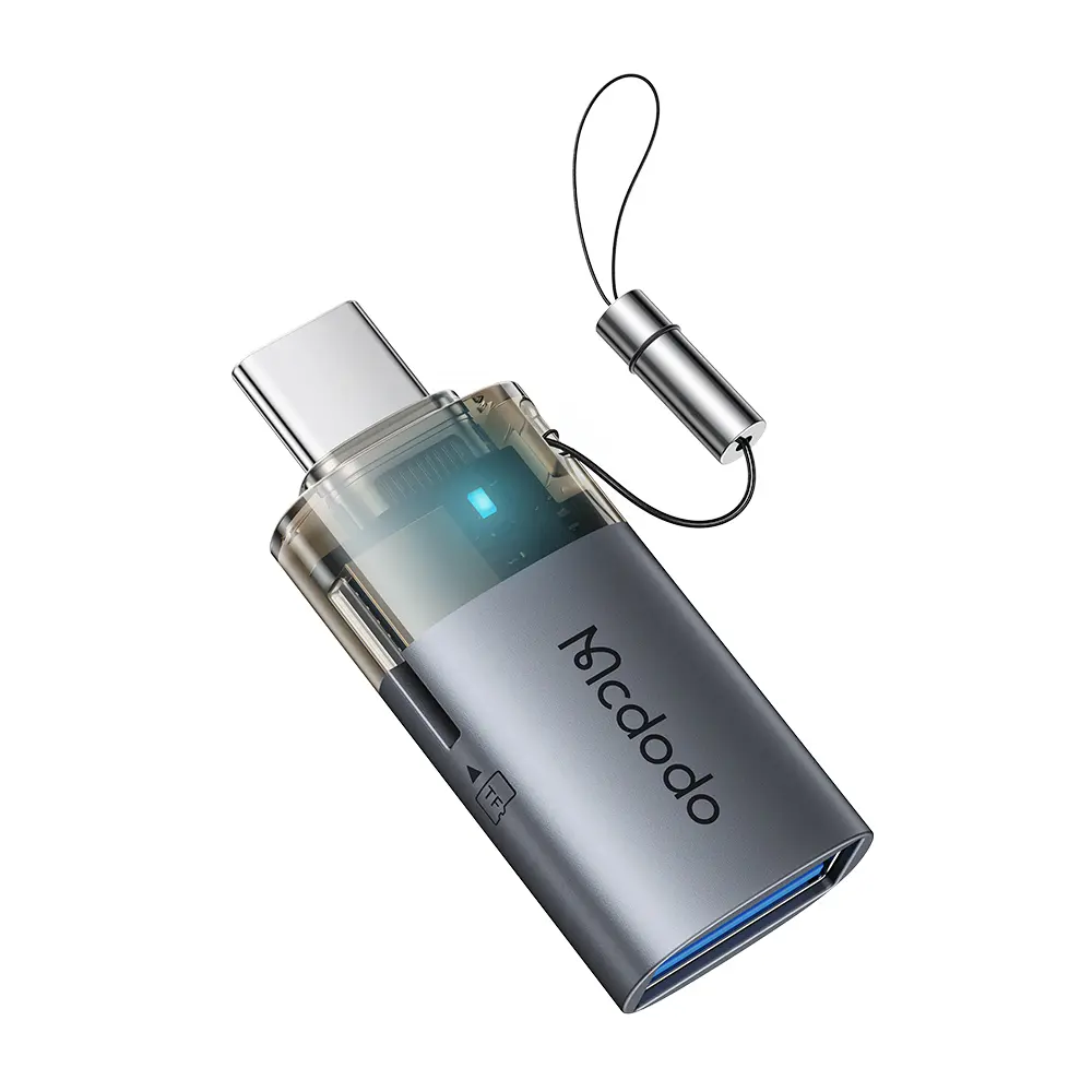 [OT-7600] Adaptador Mcdodo USB-A 2-en-1 con Lector TF para iPhone y Android Incluye Cordón (USB A / USB C)