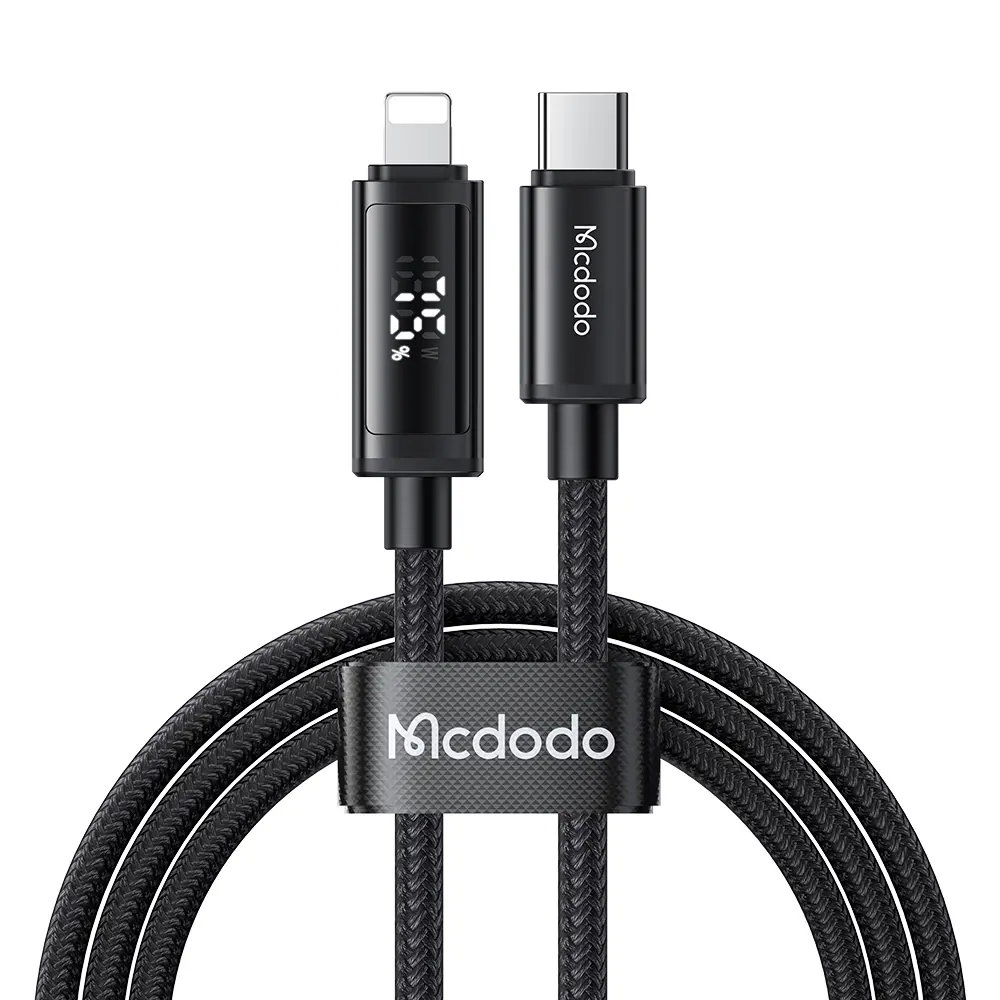 [CA-7990] Cable Mcdodo USB-C con Pantalla LED Dual 36W / 100W – 1.2m (USB C / LIGHTNING)